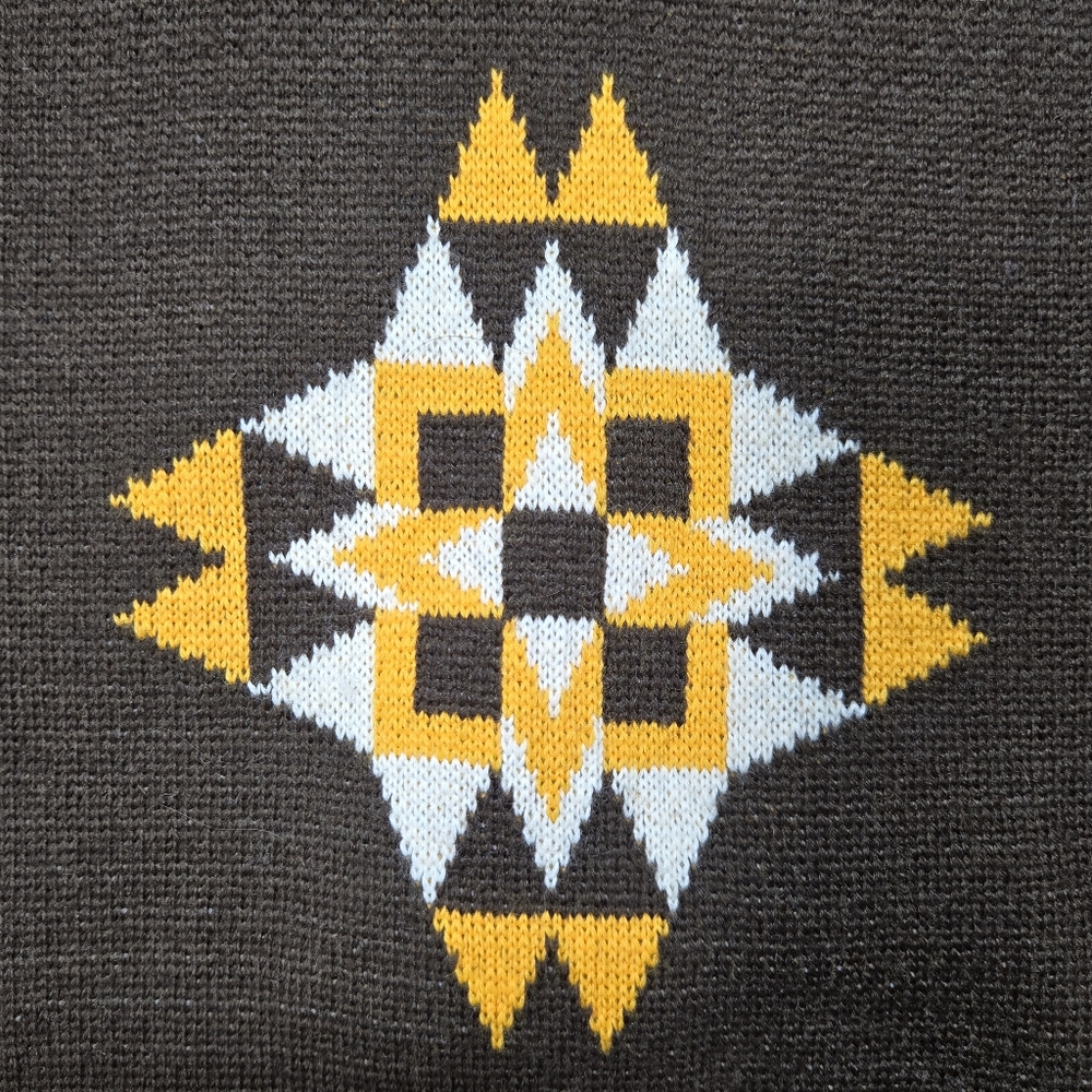 Vintage 70s Givenchy Nouvelle Boutique Vest Brown Yellow Graphic Womens Size 2 - Picture 5 of 16